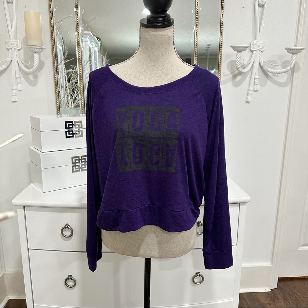 Gaiam Purple Yoga Top Mesh Back Boho Athleisure Sz M Workout Athletic Handstand